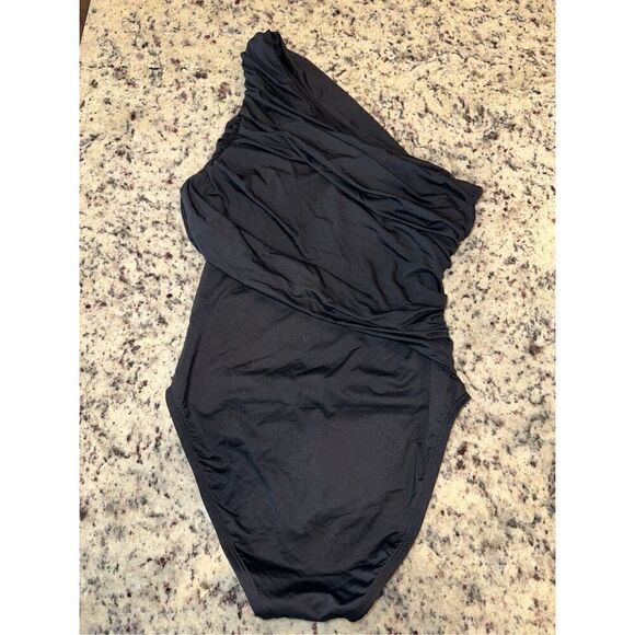 La Blanca Womens Island Goddess Shirred One Shoulder One Piece Swimsuit - Picture 3 of 9